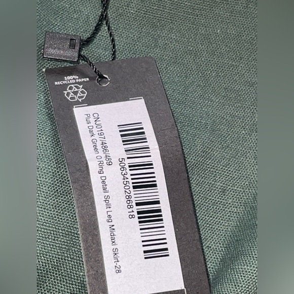 PrettyLittleThing Plus Green ORing Split Leg Midaxi Skirt NWT 24 linen blend - Picture 8 of 14